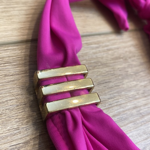 Bar III Cowl Neck Monokini hot pink one piece bathing‎ suit backless - Picture 9 of 14